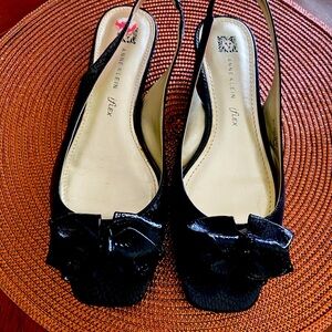 Black Open-toe Sling back flat